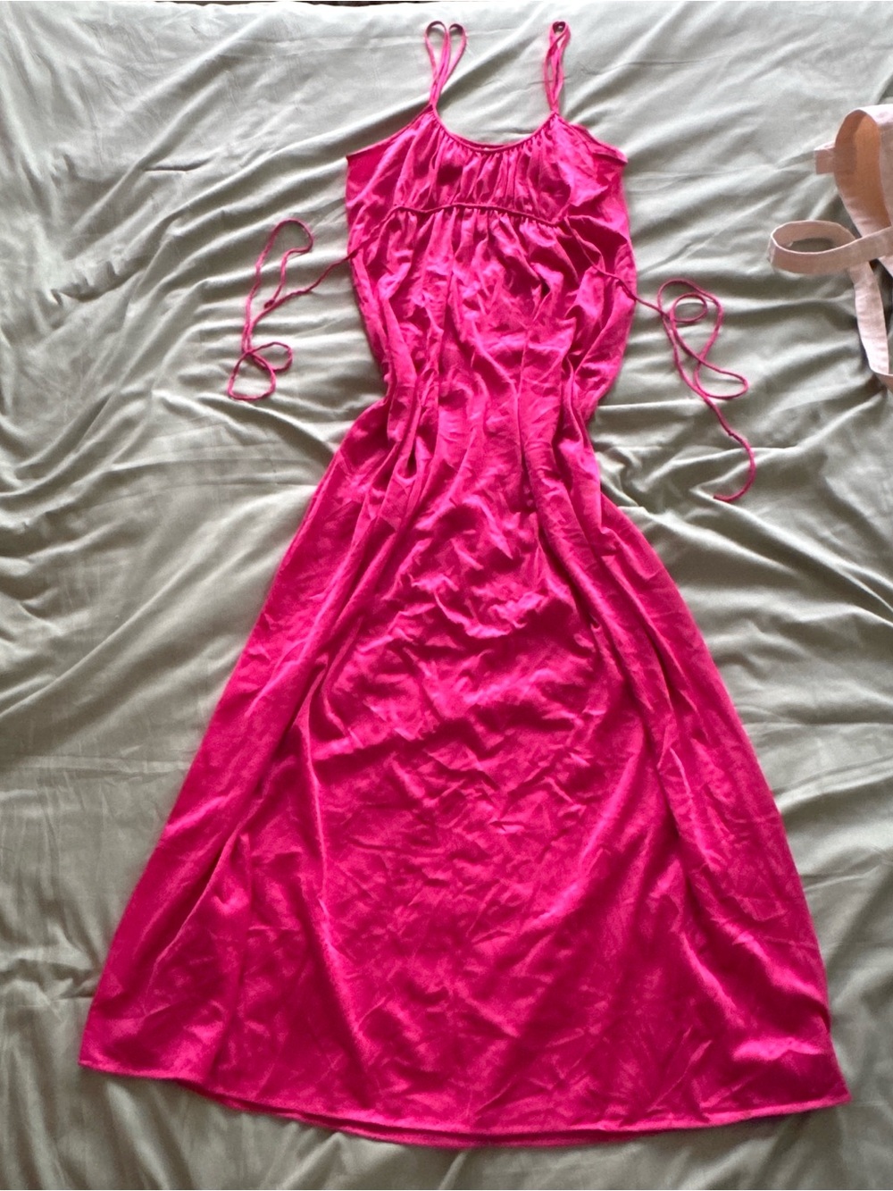 Women's Hot Pink Satin Chemise Slip